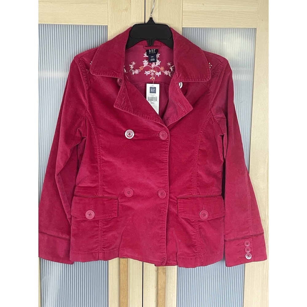 Gap Pink Double Breasted Pea Coat Corduroy Jacket 14 / 16 XXL Girls Y2K Boho NEW